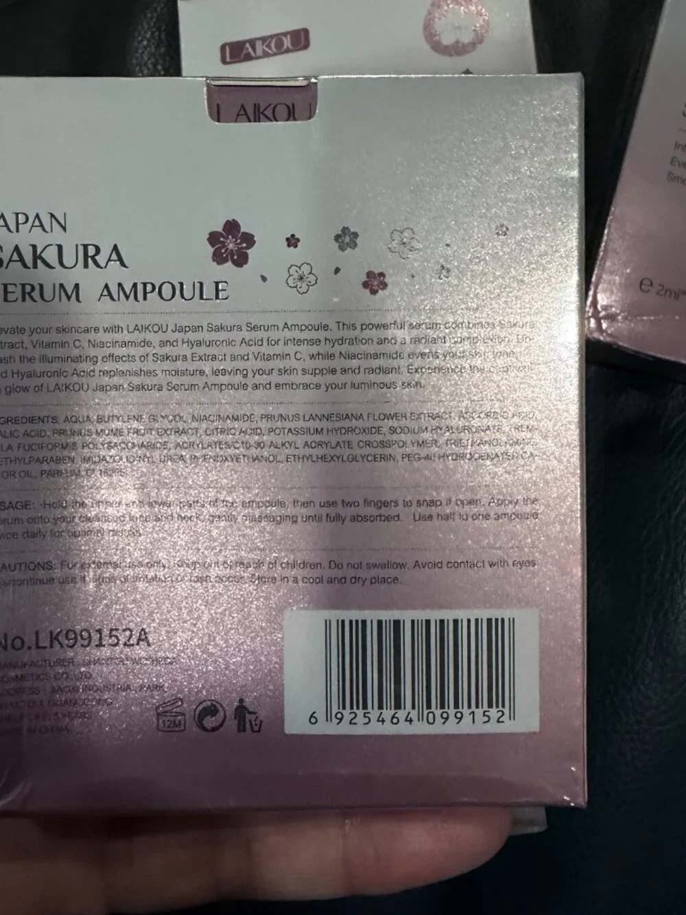 NEW Set of 3 LAIKOU Japan Sakura Serum Ampoule Boxes - Sealed
